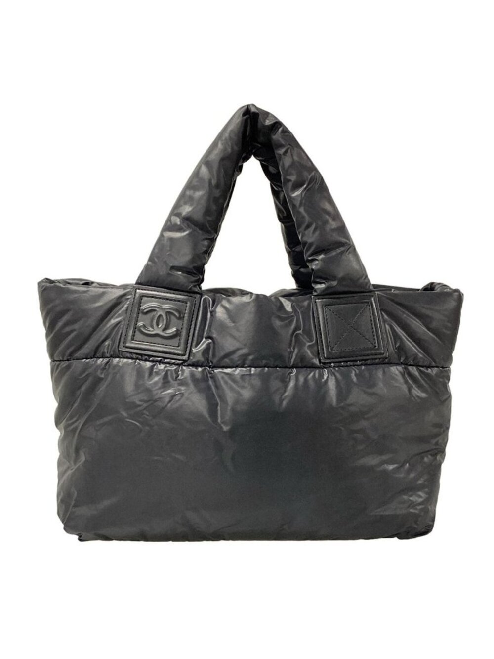 Chanel Tote Coco Cocoon PM Black Silver Leather